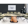 Table à manger à rallonges 180-260 céramique beige taupe et noyer Myra