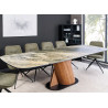 Table à manger à rallonges 180-260 céramique beige taupe et noyer Myra