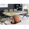 Table à manger à rallonges 180-260 céramique beige taupe et noyer Myra