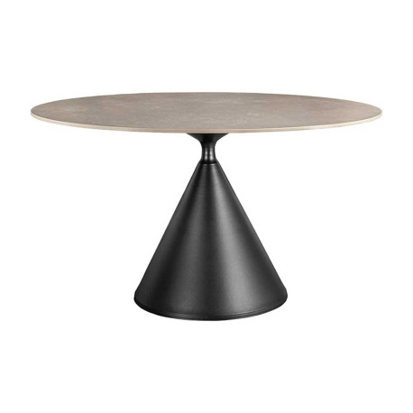 Table ronde 135 cm céramique gris et pied central Ariana