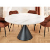 Table à manger ronde 135 cm céramique blanc et pied central Ariana