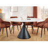 Table à manger ronde 135 cm céramique blanc et pied central Ariana