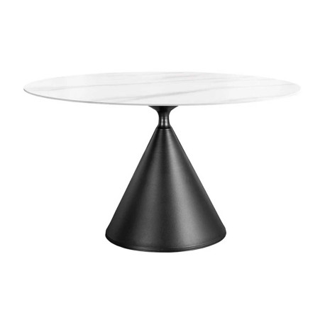 Table à manger ronde 135 cm céramique blanc et pied central Ariana