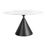 Table à manger ronde 135 cm céramique blanc et pied central Ariana