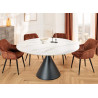 Table à manger ronde 135 cm céramique blanc et pied central Ariana