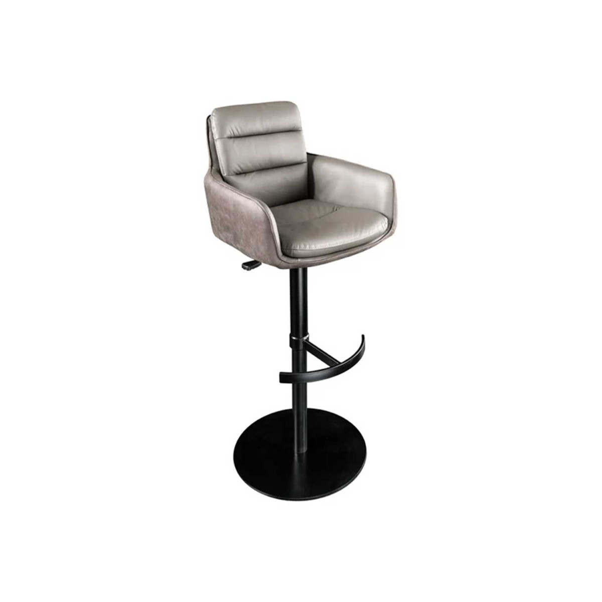 Chaise de bar en cuir taupe et microfibre rotative Abby
