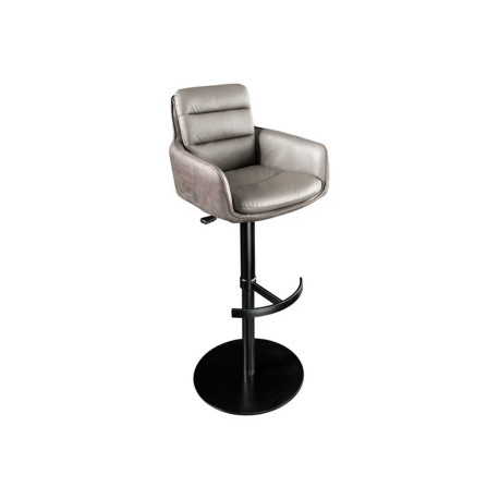 Chaise de bar en cuir taupe et microfibre rotative Abby