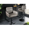 Chaise de bar en cuir taupe et microfibre rotative Abby