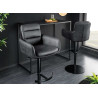 Tabouret de bar en cuir et microfibre anthracite rotatif Abby
