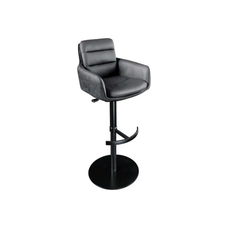Tabouret de bar en cuir et microfibre anthracite rotatif Abby