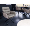 Chaise design pivotante de salle à manger en cuir taupe
