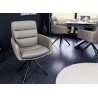 Chaise moderne de salle à manger avec accoudoirs et assise pivotante en cuir taupe