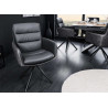 Chaise de salle à manger en cuir et tissu anthracite moderne