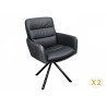 Lot-de-2-chaises-modernes-en-cuir-gris-et-tissu-gris-de-salle-à-manger