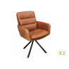 Lot-de-2-chaises-avec-accoudoirs-en-cuir-et-tissu-marron