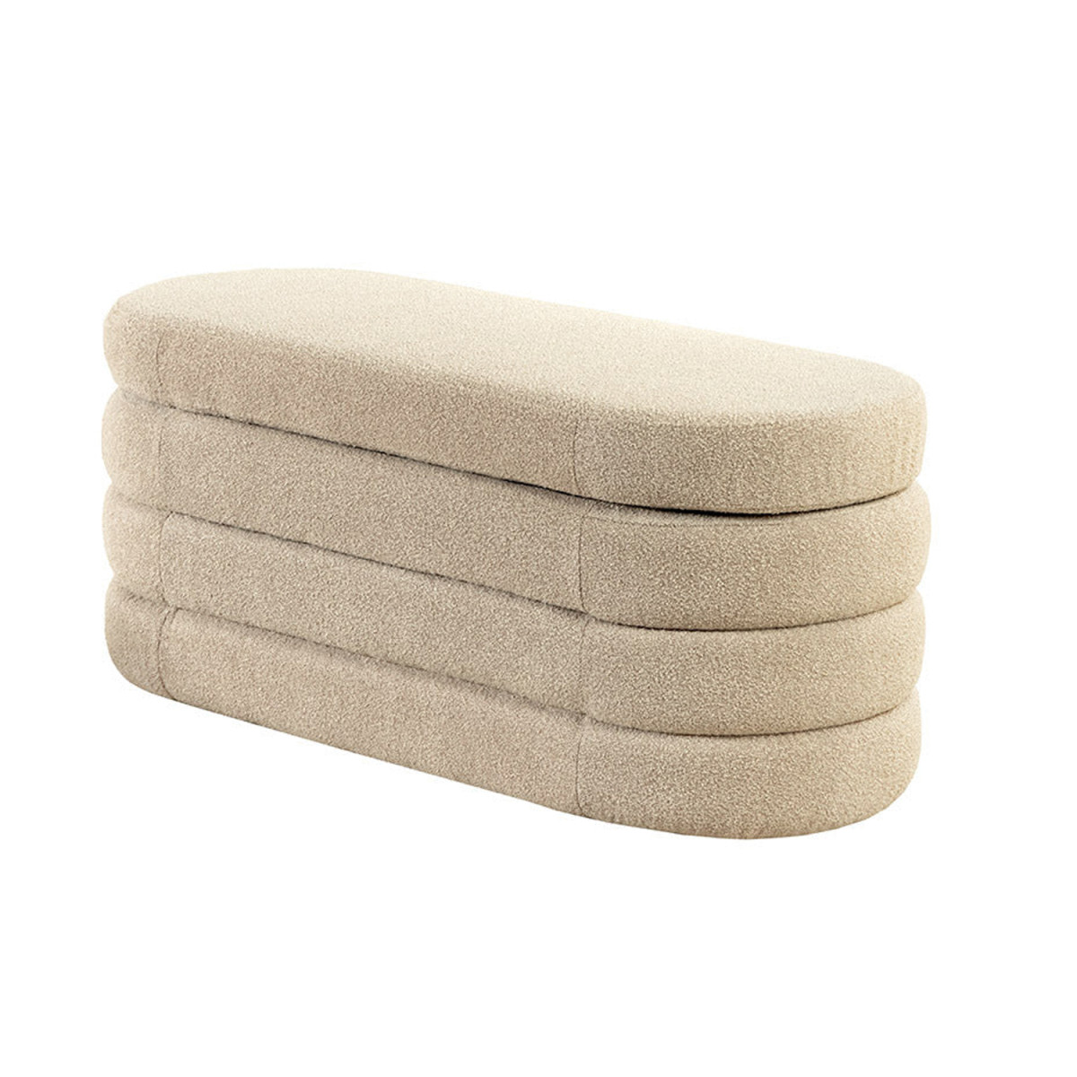 Banc coffre de rangement en tissu bouclé taupe Hope