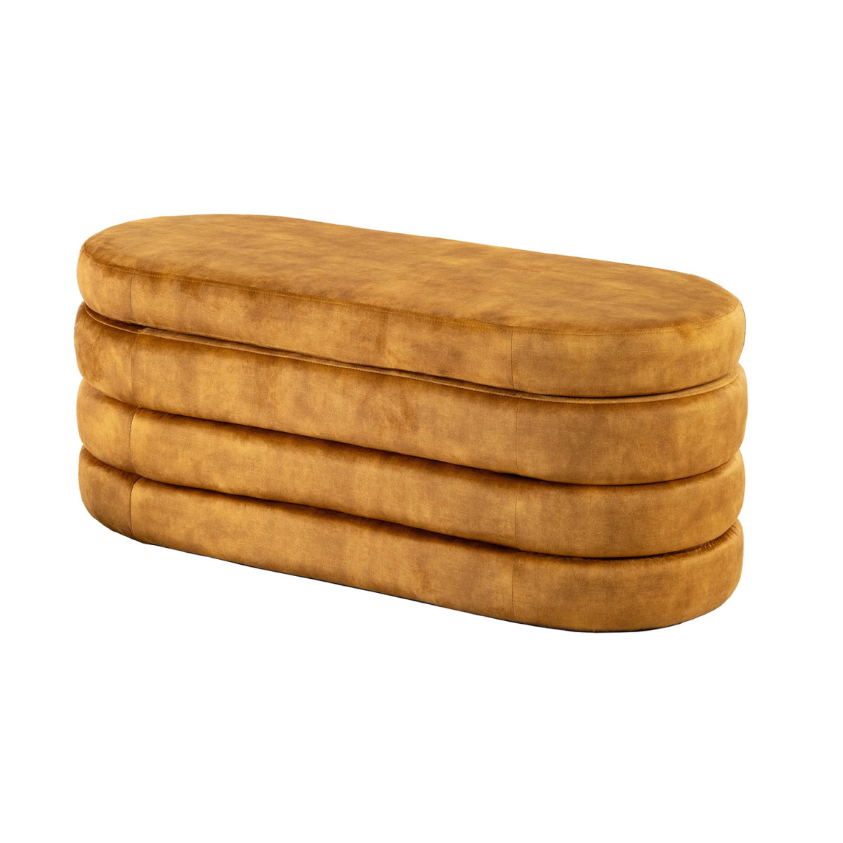 Banc coffre rangement velours jaune moutarde Hope