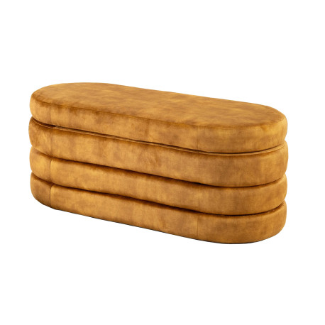 Banc coffre rangement velours jaune moutarde Hope