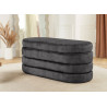 Banquette coffre velours gris avec rangement Hope