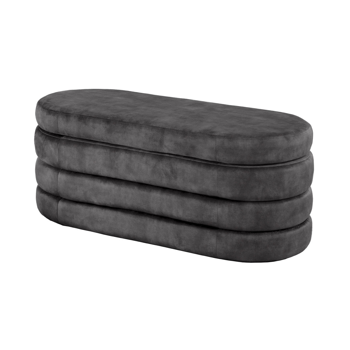 Banquette coffre velours gris avec rangement Hope