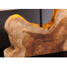 Lampe de table en bois de teck avec abat-jour beige Adrian