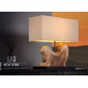 Lampe de table en bois de teck avec abat-jour beige Adrian
