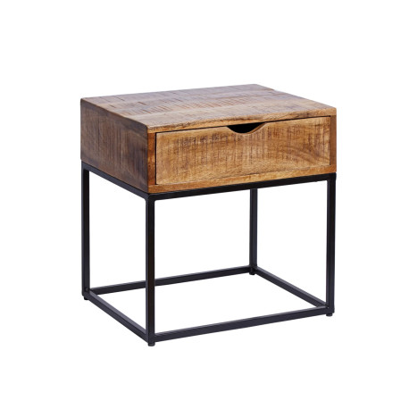 Table de chevet en manguier et métal Nest