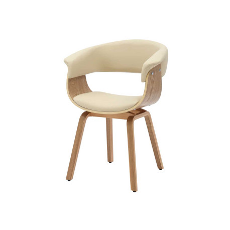 Chaise rétro moderne beige et chêne clair Oliver