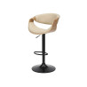 Tabouret de bar pivotant rétro moderne beige et chêne clair Oliver
