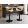 Tabouret de bar pivotant rétro moderne beige et chêne clair Oliver