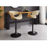 Tabouret de bar pivotant rétro moderne beige et chêne clair Oliver