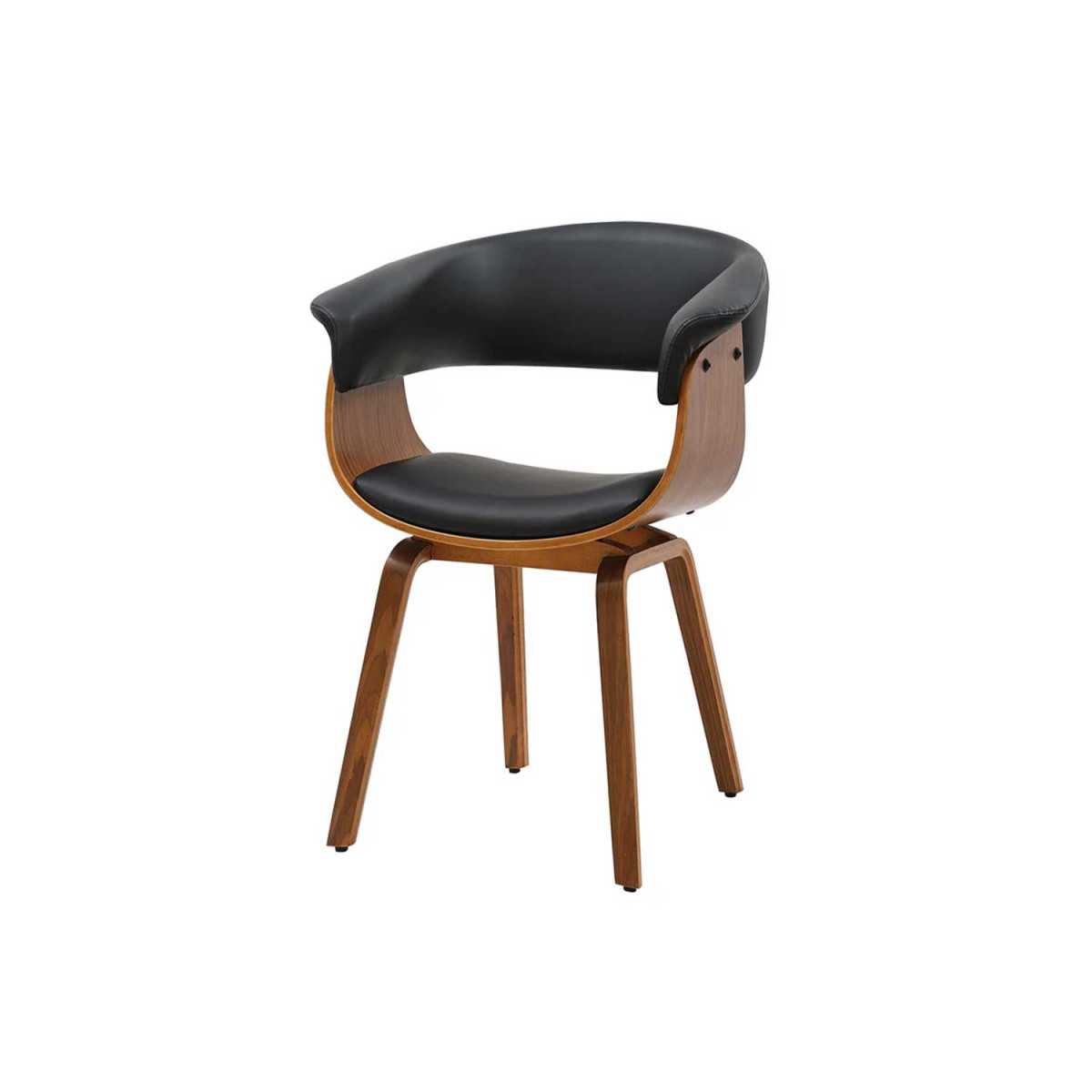 Chaise rétro design noir et noyer Oliver
