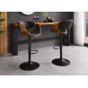 Chaise de bar pivotante rétro moderne noir et noyer Oliver