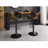 Chaise de bar pivotante rétro moderne noir et noyer Oliver
