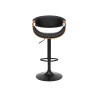 Chaise de bar pivotante rétro moderne noir et noyer Oliver