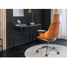 Fauteuil de bureau tissu gris et noyer Oliver