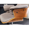 Fauteuil de bureau tissu gris et noyer Oliver