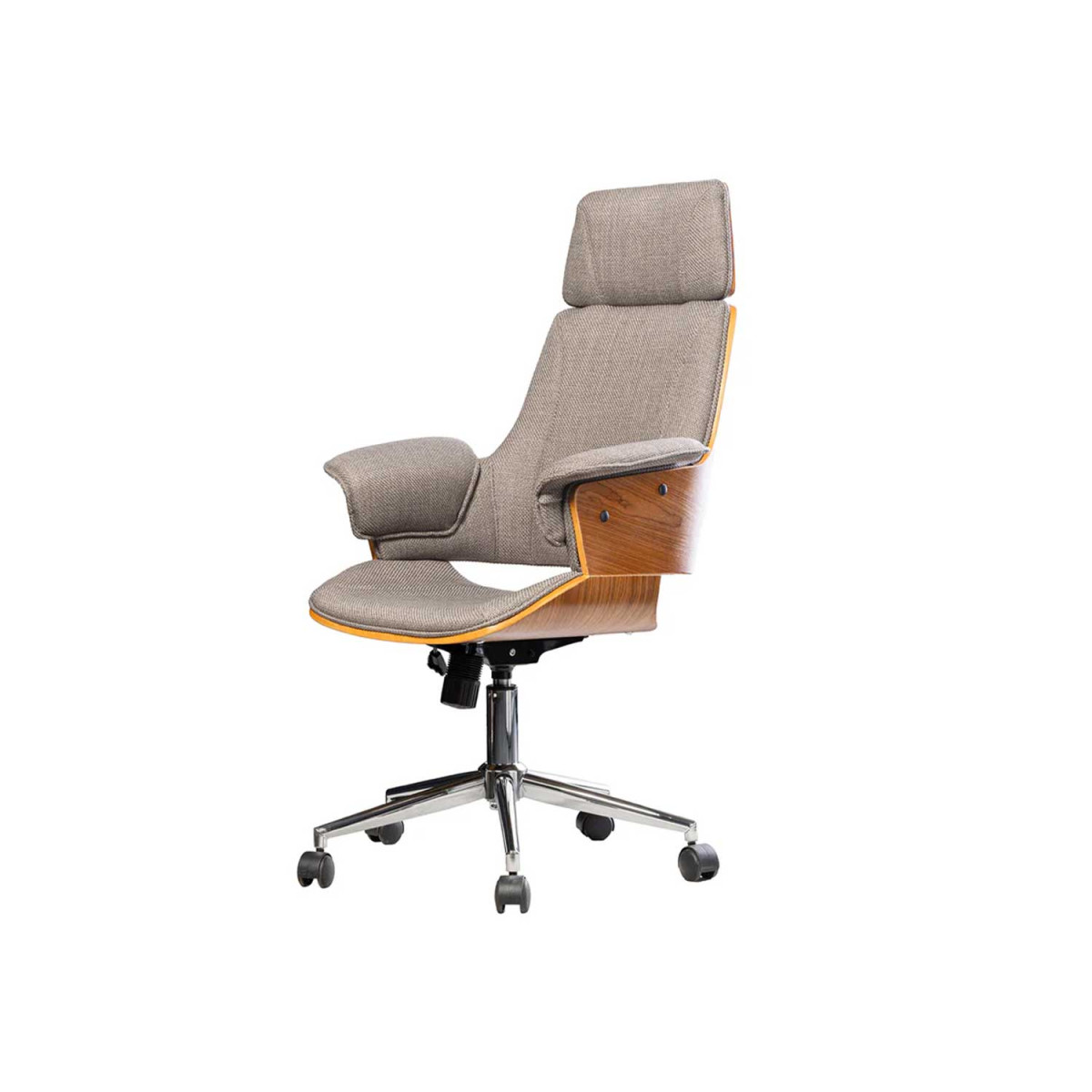 Fauteuil de bureau tissu gris et noyer Oliver