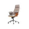 Fauteuil de bureau tissu gris et noyer Oliver