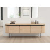 Meuble TV arrondi 3 portes couleur naturelle Lili