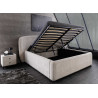 Lit coffre tissu bouclé grège avec rangement Natalia