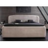 Lit coffre tissu bouclé grège avec rangement Natalia