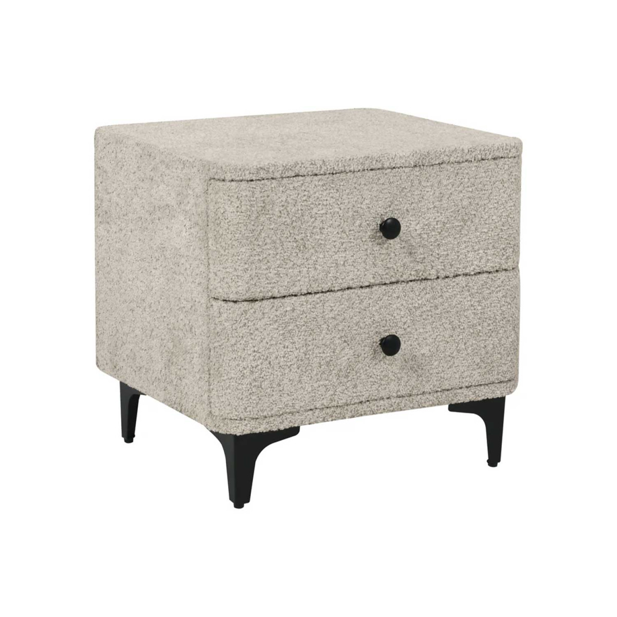 Chevet tissu bouclé grège 2 tiroirs Natalia