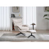 Fauteuil pivotant en tissu beige champagne et métal noir Logan