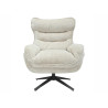 Fauteuil pivotant en tissu beige champagne et métal noir Logan