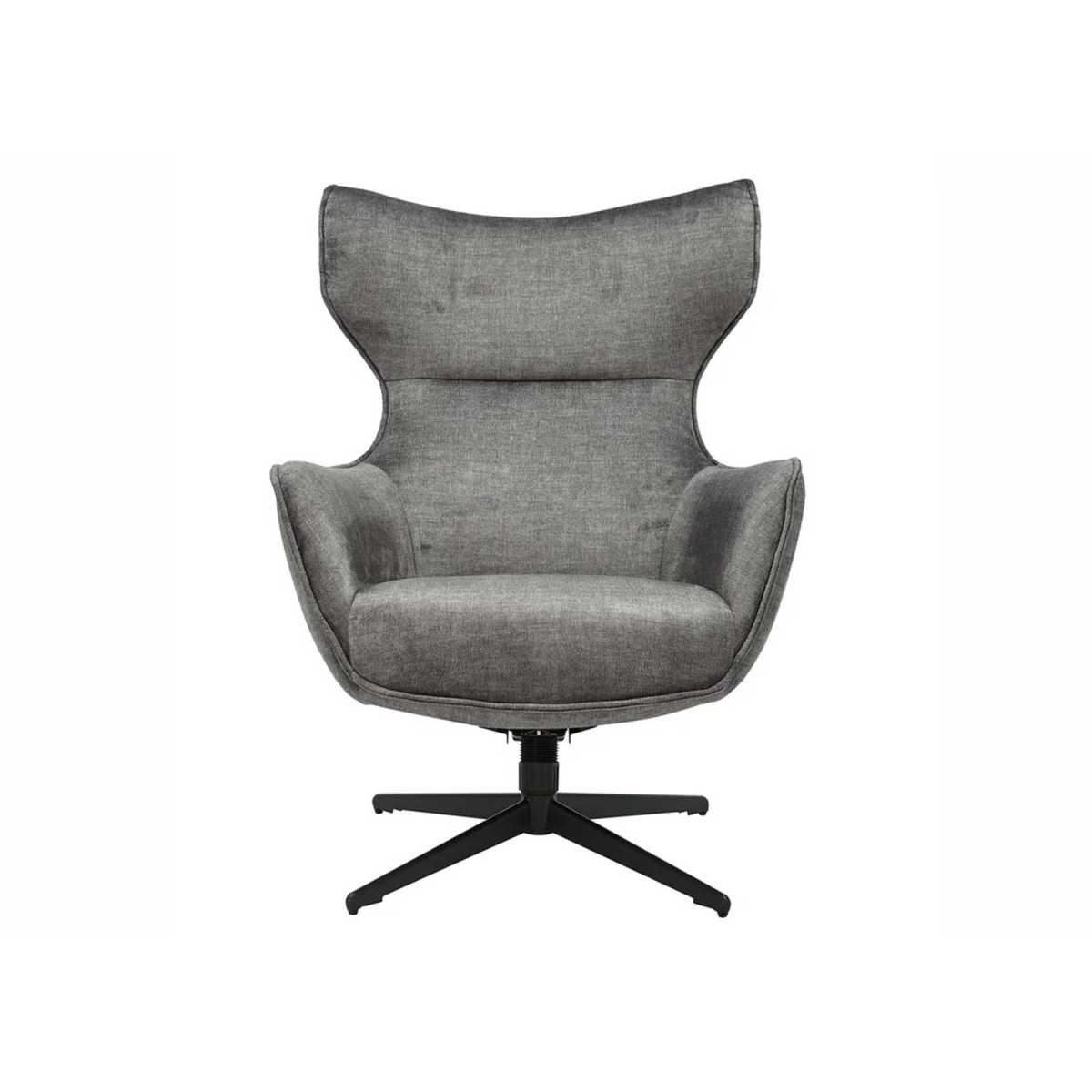 Fauteuil à oreilles pivotant moderne en velours gris Jade
