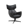 Fauteuil à oreilles pivotant simili cuir noir Jade