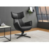 Fauteuil à oreilles pivotant simili cuir noir Jade