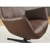 Fauteuil à oreilles pivotant simili cuir marron Jade