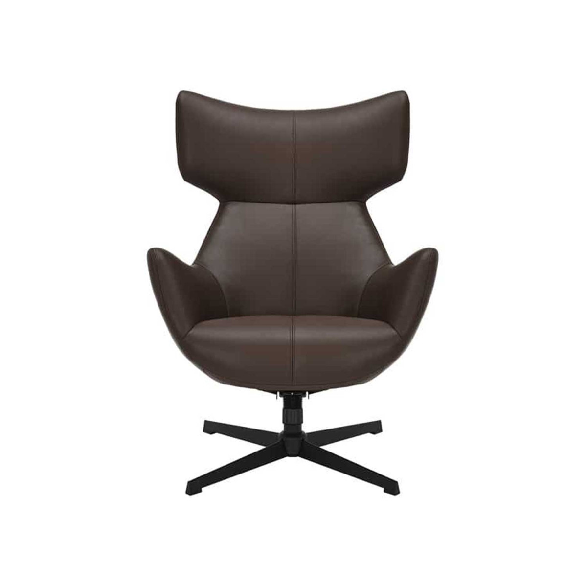 Fauteuil à oreilles pivotant simili cuir marron Jade